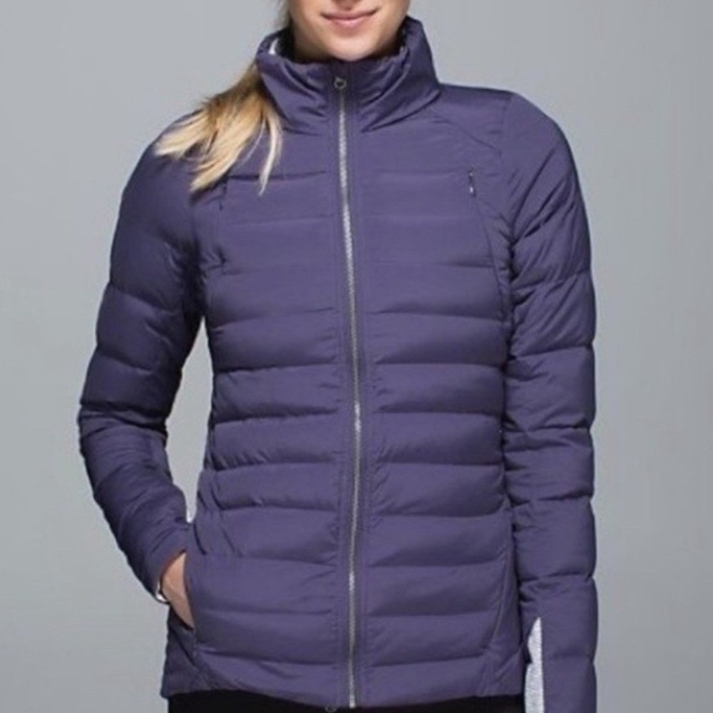 Lululemon Fluffed Up Jacket Quilted Puffer Coat Purple Gorpcore Athleisure Yoga